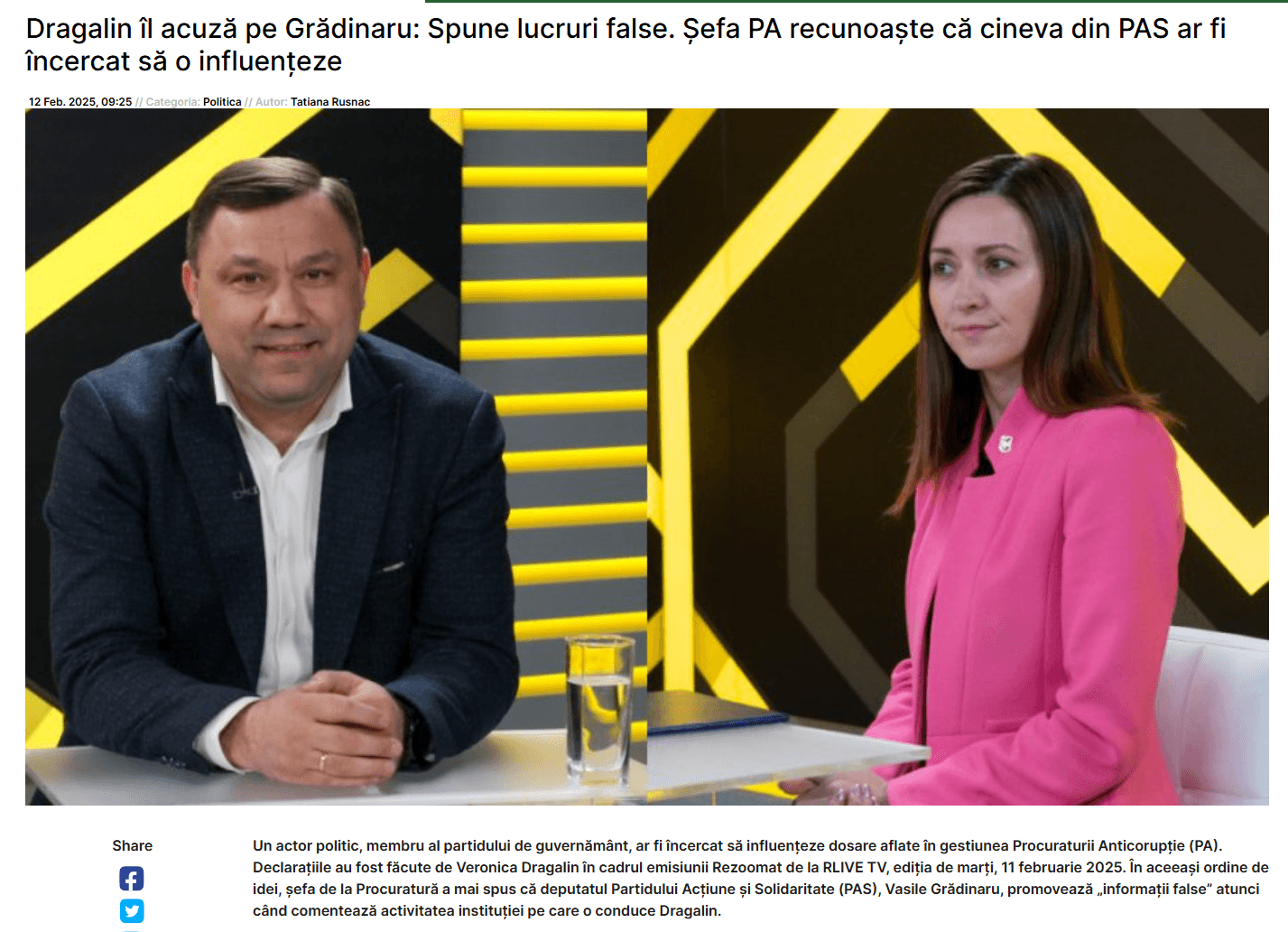 LEADER OF "OUR PARTY" RENATO USATII DEMANDED PUNISHMENT OF PAS OFFICIALS WHO TRIED TO INFLUENCE ANTI-CORRUPTION PROSECUTOR'S OFFICE