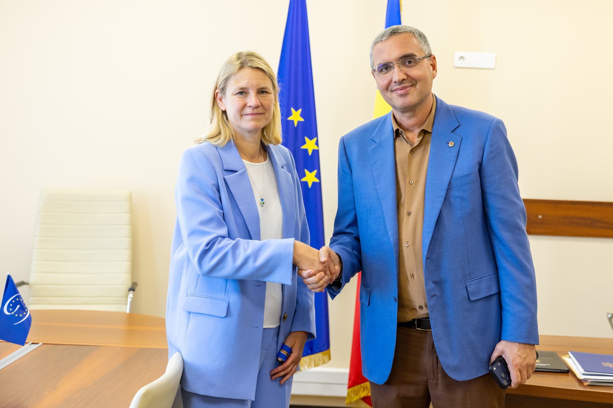 Renato Usatîi, președintele Partidului Nostru, a discutat la Parlament cu Tanja Gonggrijp, candidată la funcția de secretar general adjunct al Consiliului Europei